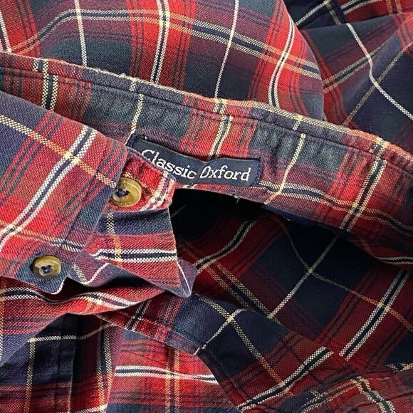 Gant Men's Button Down Shirt‎ Large Red Blue Plaid Oxford Long Sleeve 183 - Picture 12 of 12